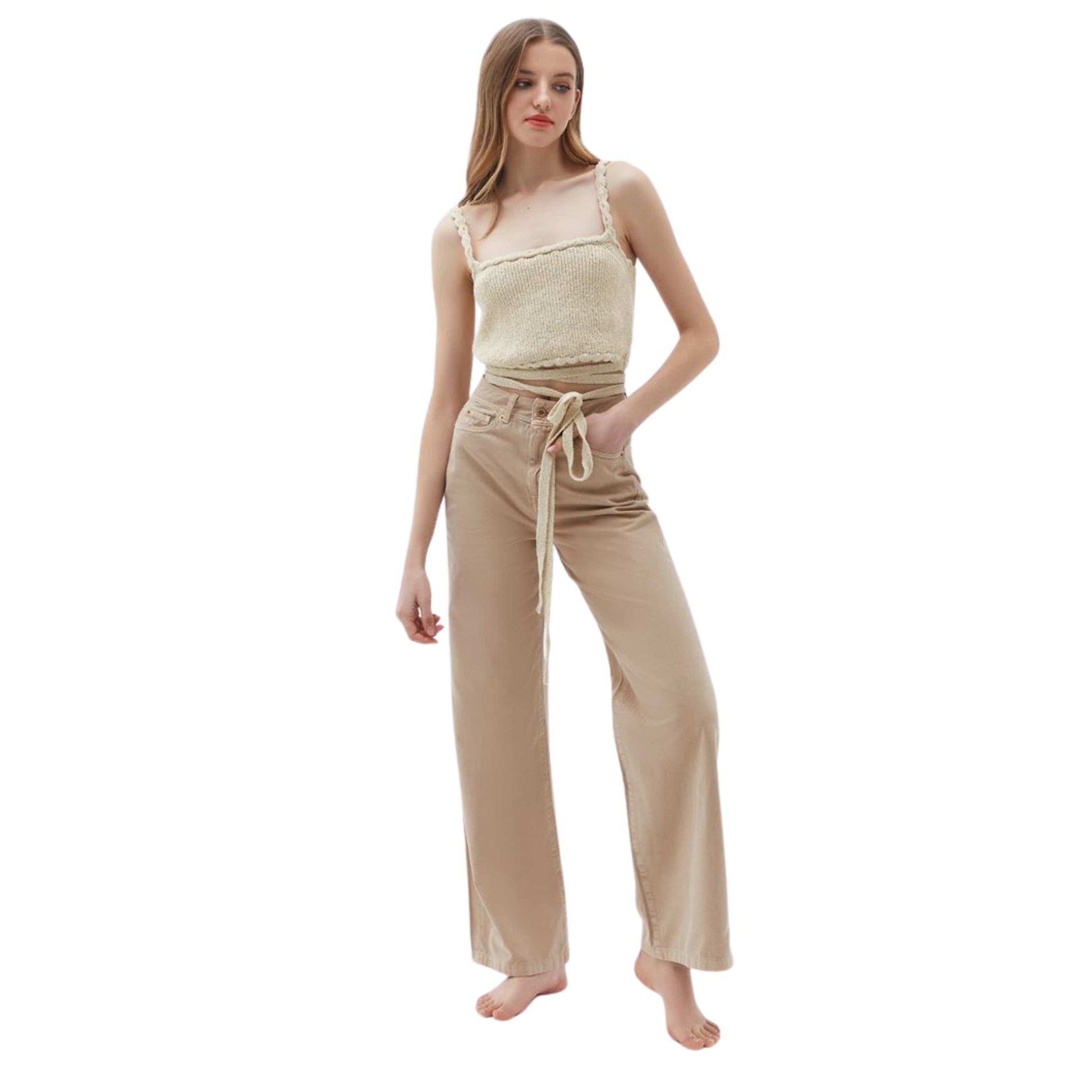 OXXO Womens Bottoms M / Beige / 29 OXXO - Ultra High Rise Wide Leg SweatPants