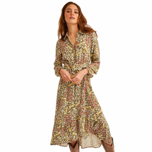 OXXO Womens Dress XS / Multi-Color OXXO -  Crew Neck Long Sleeve Dress