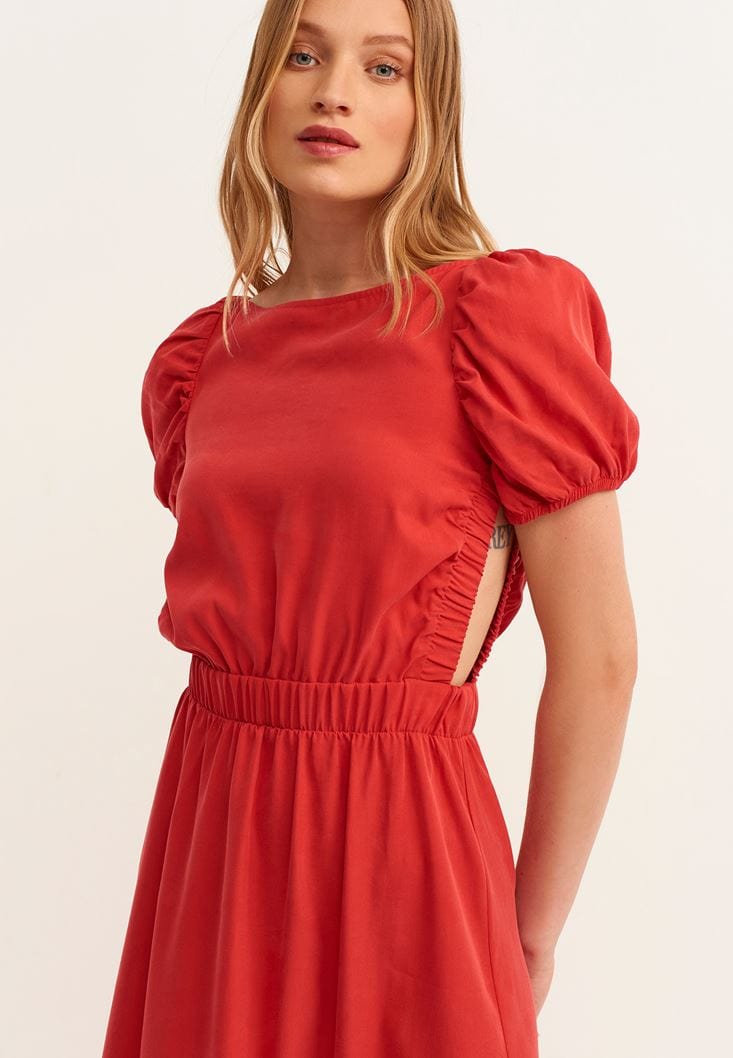 OXXO Womens Dress M / Red OXXO - Cut-Out Detailed Maxi Dress