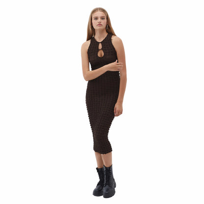 OXXO Womens Dress S / Brown OXXO -  Cut-Out Detailed Midi Dress