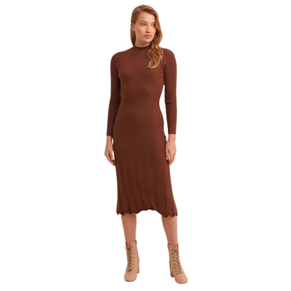 OXXO Womens Dress S / Brown OXXO - Long Knit Dress