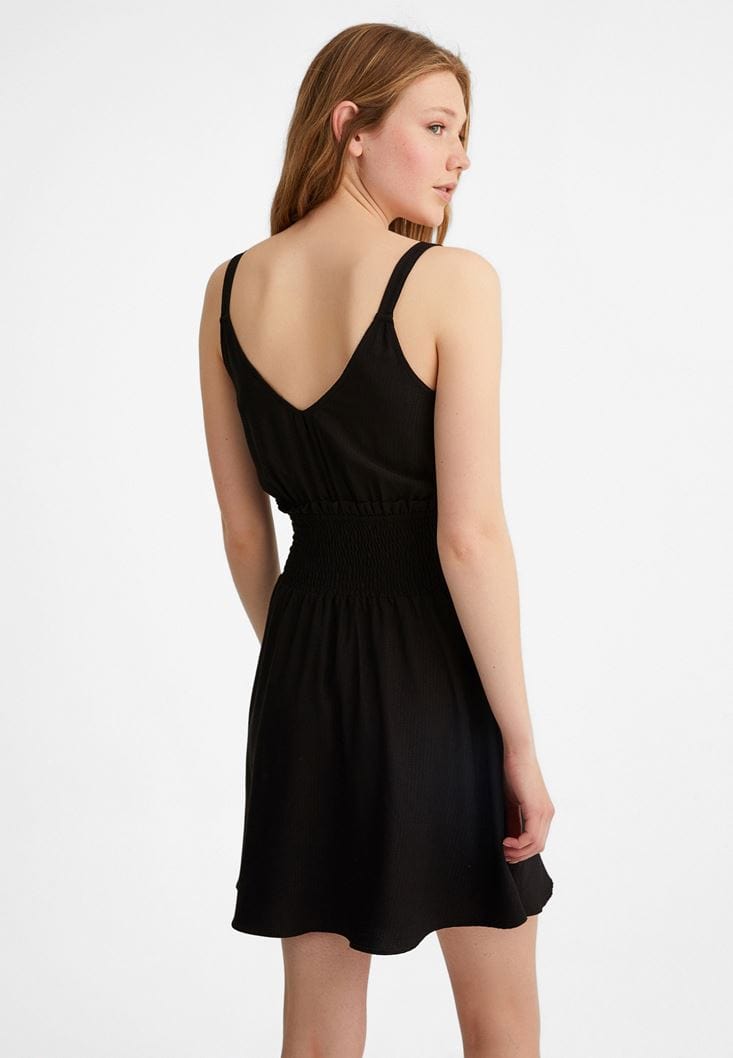 OXXO Womens Dress L / Black OXXO - Mini Dress with Elastic Waist