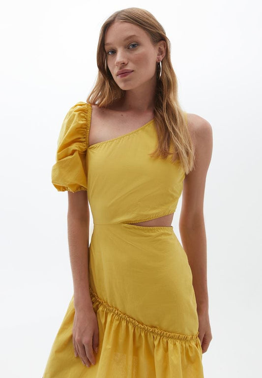 OXXO Womens Dress S / Yellow OXXO -  Mini Dress with Puff Sleeves