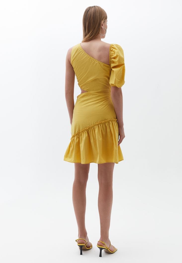 OXXO Womens Dress S / Yellow OXXO -  Mini Dress with Puff Sleeves