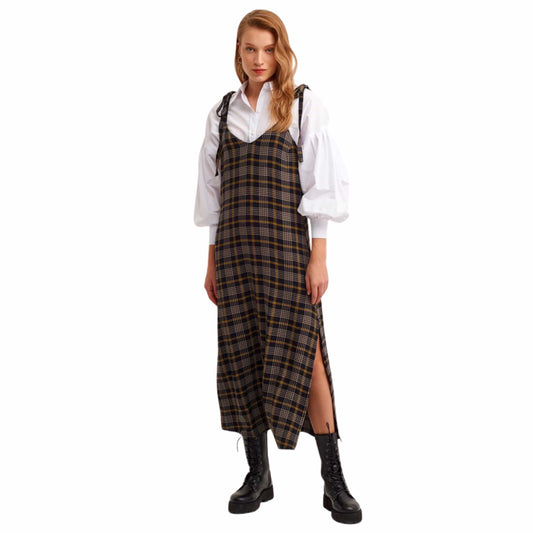 OXXO Womens Dress OXXO - Plaid Patterned Long Dress