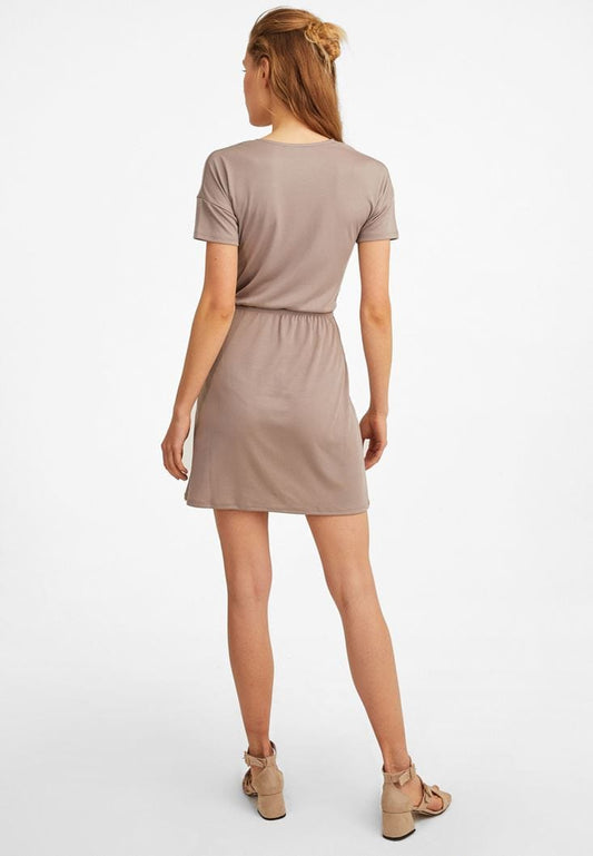 OXXO Womens Dress L / Beige OXXO -  Soft Texture Detailed Front Mini Dress