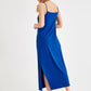 OXXO Womens Dress S / Blue OXXO -  Thin Strap Slit Detailed Long Dress