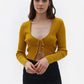 OXXO Womens Jackets M / Yellow OXXO - Crop Knitwear Cardigan