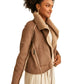 OXXO Womens Jackets L / Brown OXXO - Fur Detailed Suede Jacket