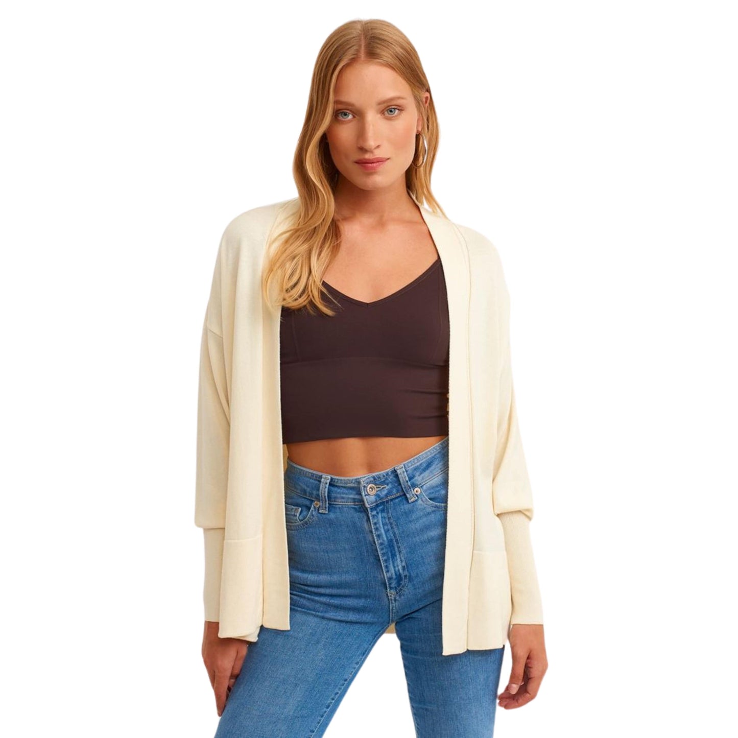 OXXO Womens Jackets L / Off-White OXXO - Midi Length Knitwear Cardigan