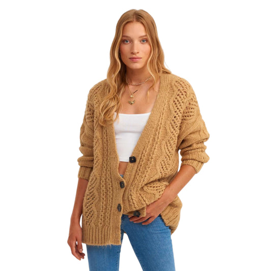 OXXO Womens Jackets One size / Beige OXXO - Oversize Knitted Cardigan