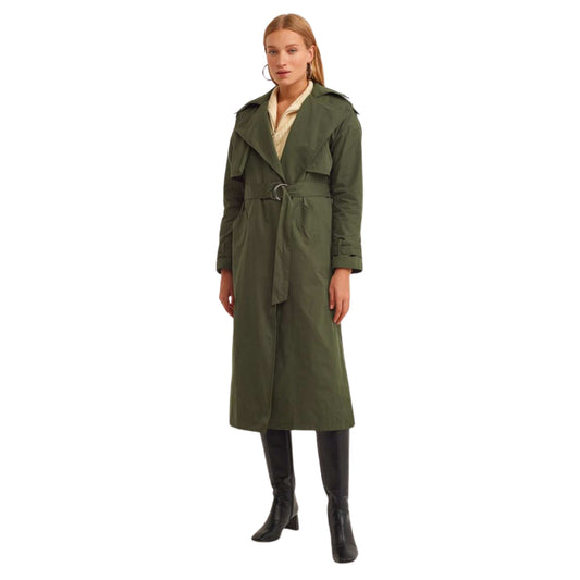 OXXO Womens Jackets M / Green OXXO - Oversize Long Trench Coat