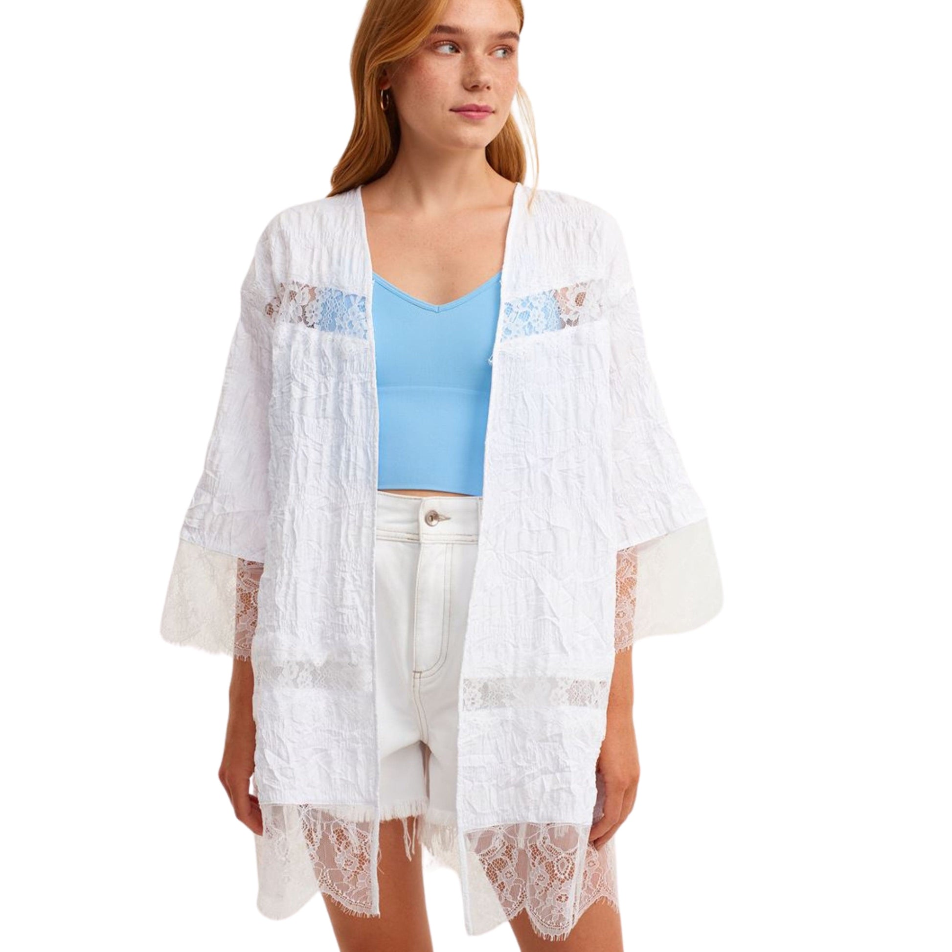 OXXO Womens Jackets OXXO - Romantic Lace Kimono cardigan