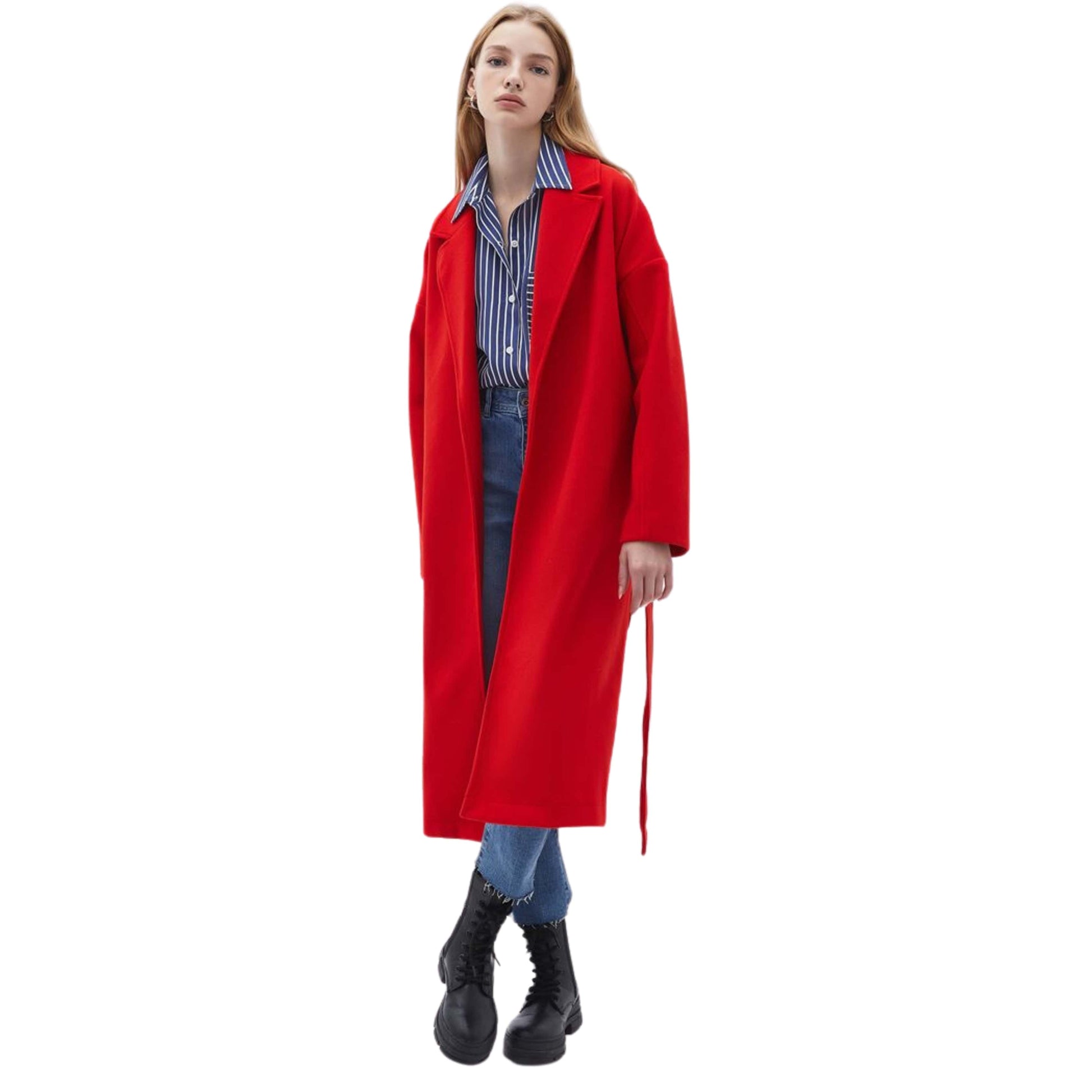 OXXO Womens Jackets S / Red OXXO - Tied Up Oversize Coat