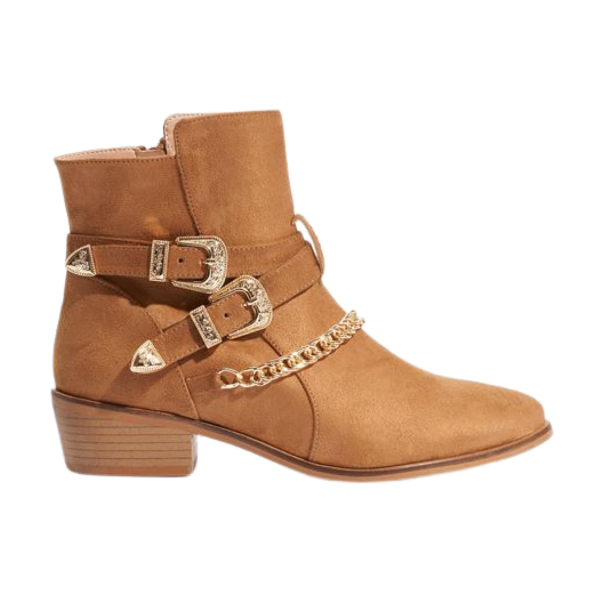 OXXO Womens Shoes 37 / Beige OXXO - Buckle Detailed Boots