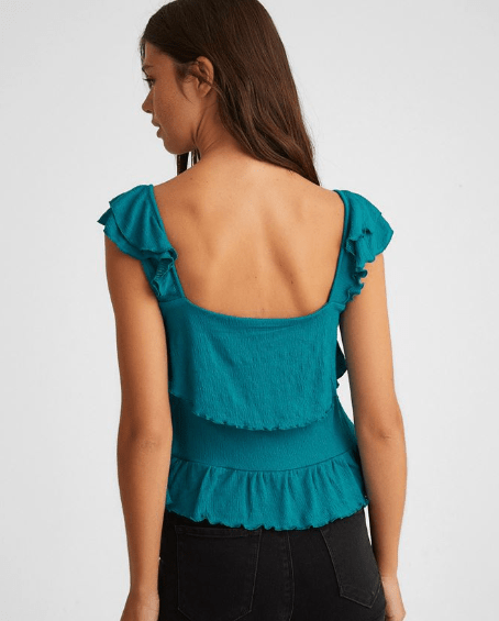 OXXO Womens Tops L / Blue OXXO -  Blue Ruffle Blouse