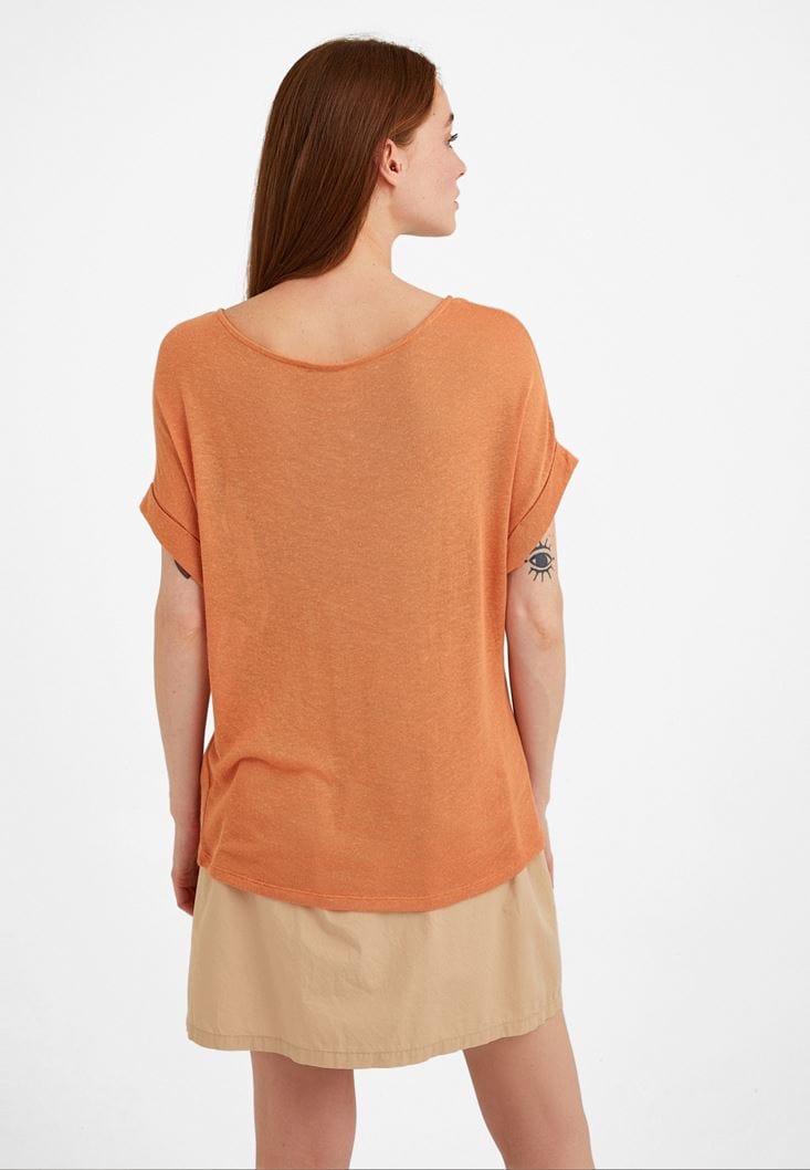 OXXO Womens Tops OXXO - Boat Neck Linen T-Shirt