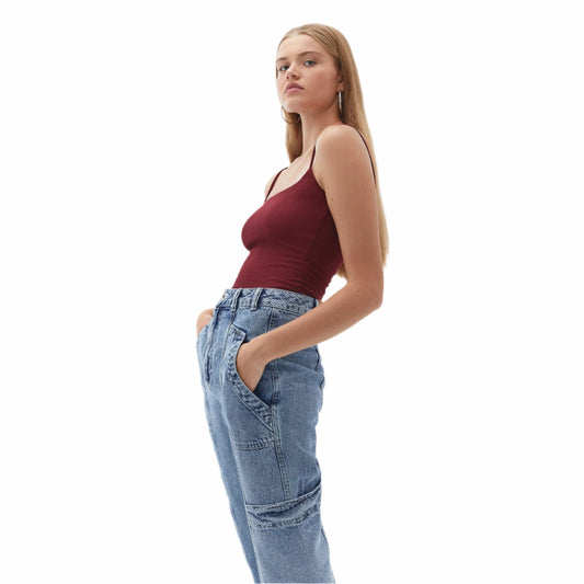 OXXO Womens Tops L / Burgundy OXXO -  Cotton Casual Square Neck Singlet