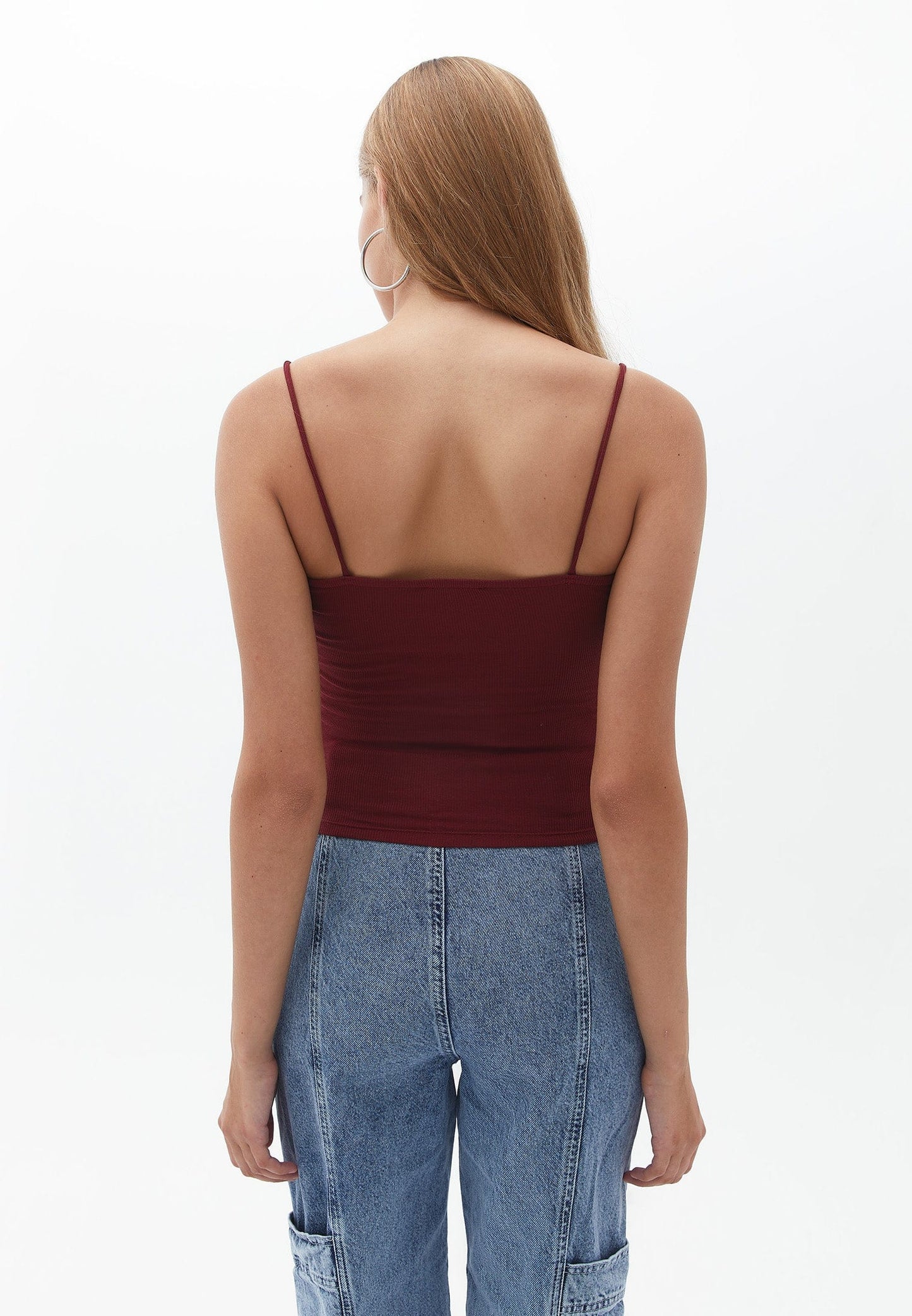 OXXO Womens Tops L / Burgundy OXXO -  Cotton Casual Square Neck Singlet