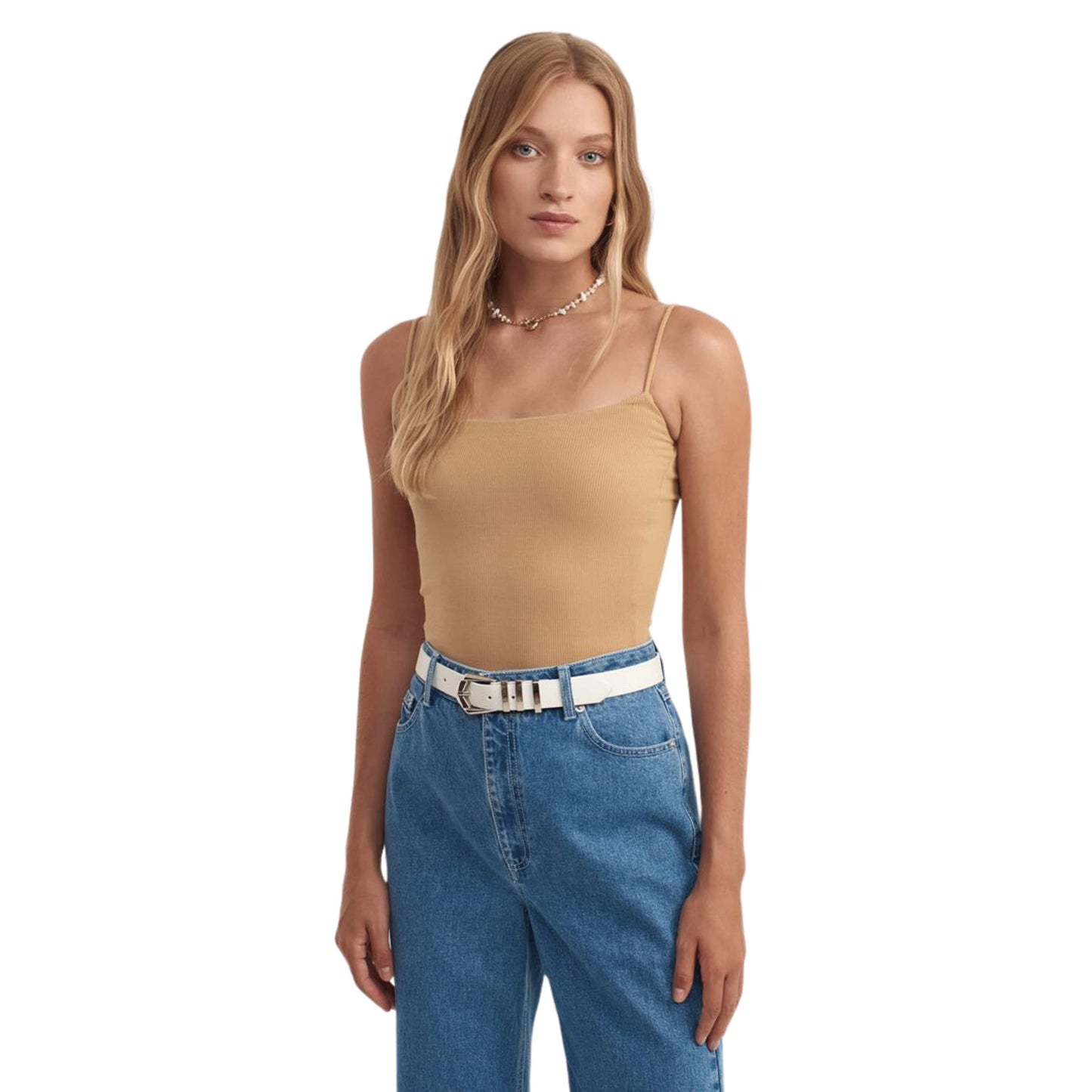 OXXO Womens Tops L / Beige OXXO - Cotton Square Neck Undershirt tank top