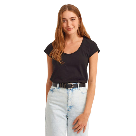 OXXO Womens Tops M / Black OXXO - Cotton U-Neck T-Shirt