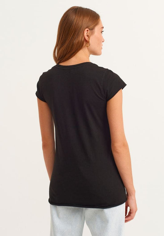 OXXO Womens Tops M / Black OXXO - Cotton U-Neck T-Shirt