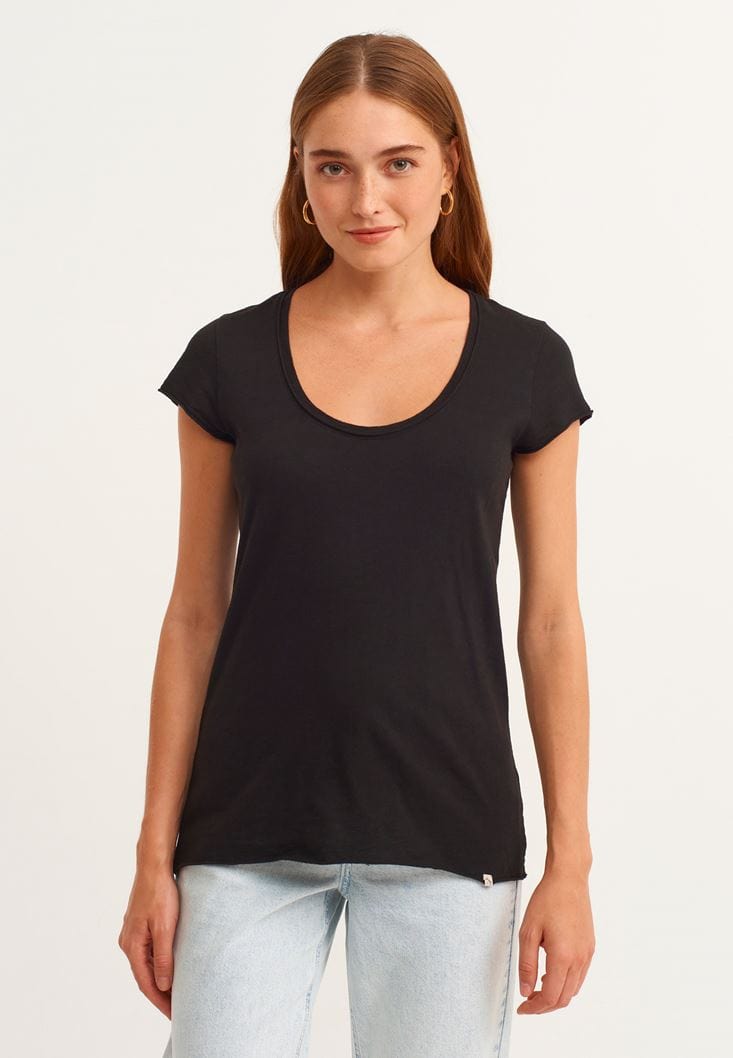 OXXO Womens Tops M / Black OXXO - Cotton U-Neck T-Shirt