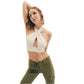 OXXO Womens Tops L / White OXXO - Cream Crop Singlet with Back Decollate