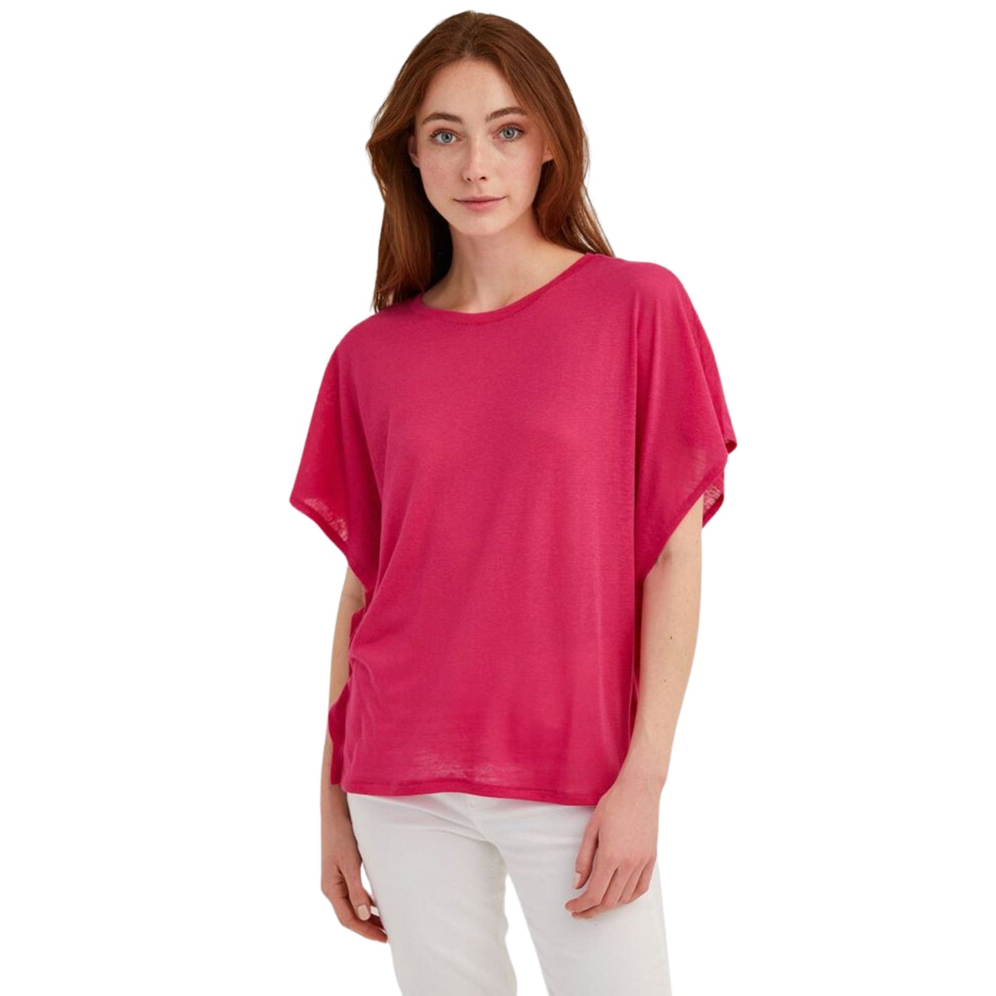 OXXO Womens Tops L / Pink OXXO - Crew Neck Flounce T-Shirt