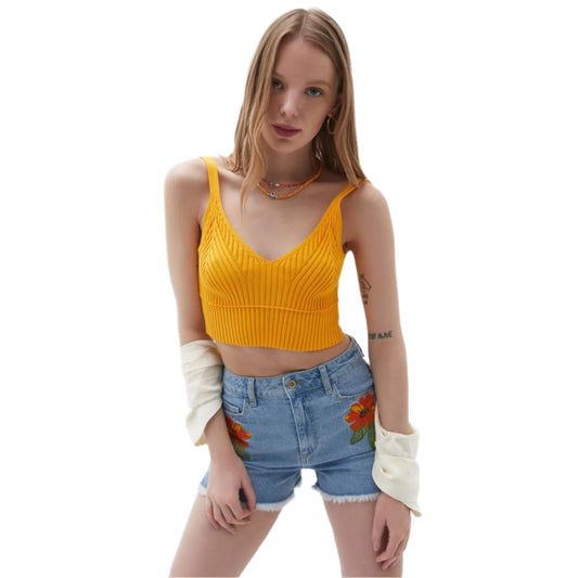 OXXO Womens Tops OXXO - Crop Cut Knitwear Singlet