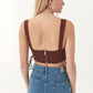 OXXO Womens Tops S / Brown OXXO - Crop Top with Lace Up Detail