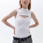 OXXO Womens Tops L / White OXXO -  Cut-Out Detailed Tank Top