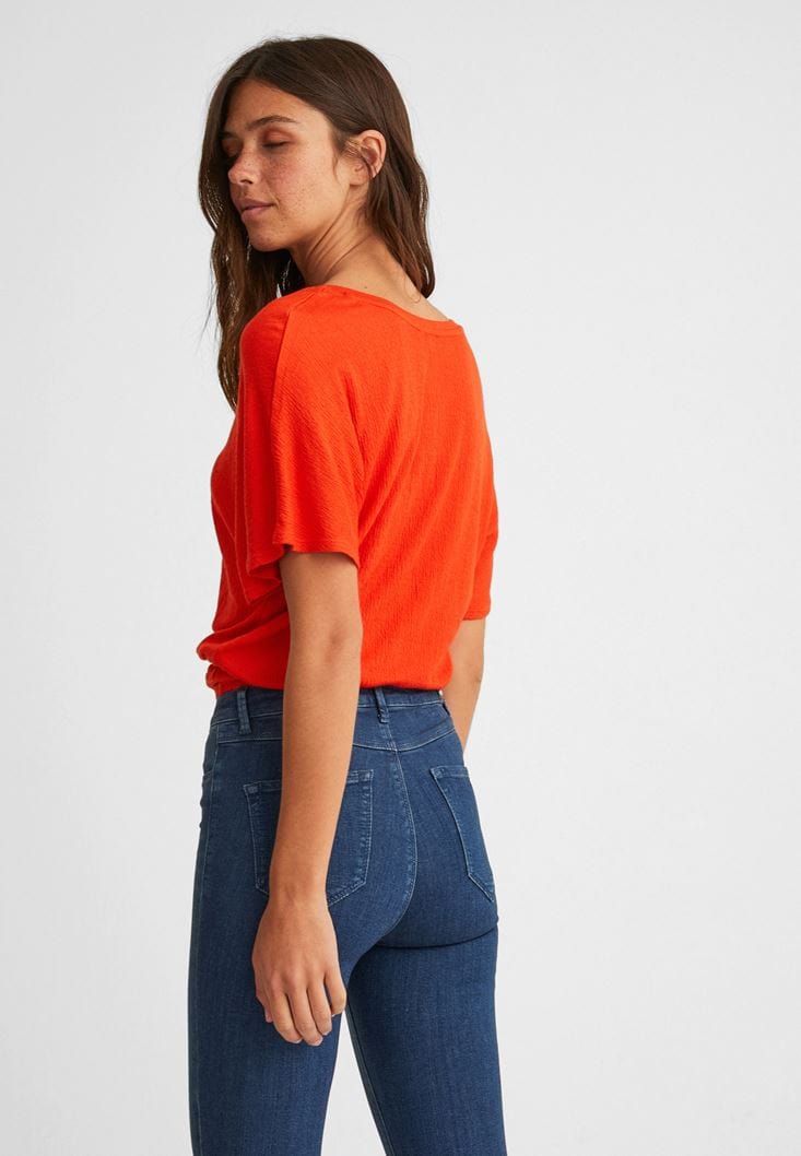 OXXO Womens Tops S / Orange OXXO - Elastic Waist Crop Blouse