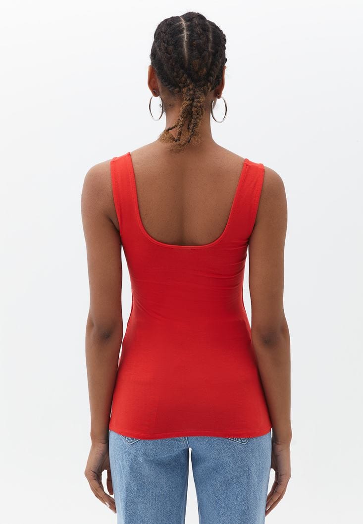 OXXO Womens Tops L / Orange OXXO - Flexible Square Neck Singlet tank top