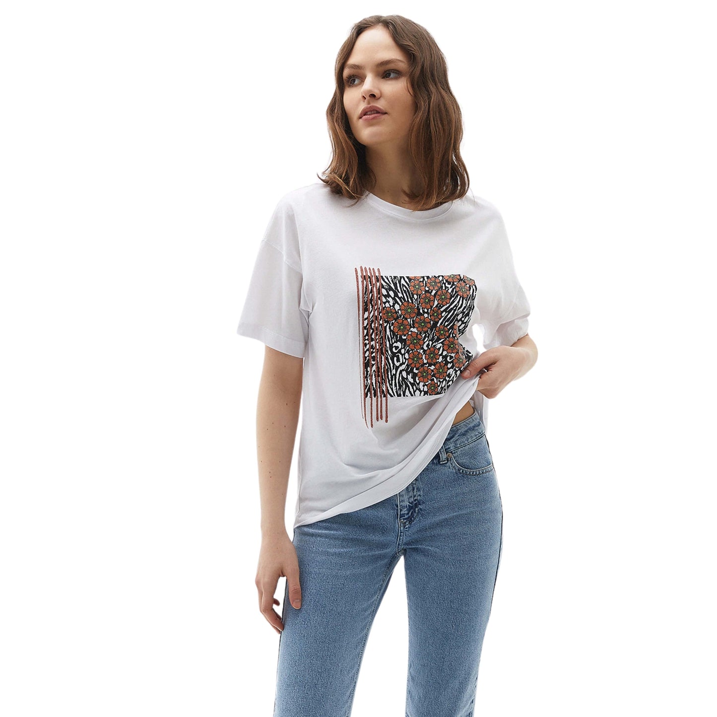 OXXO Womens Tops OXXO - Front Printed Oversized T-Shirt