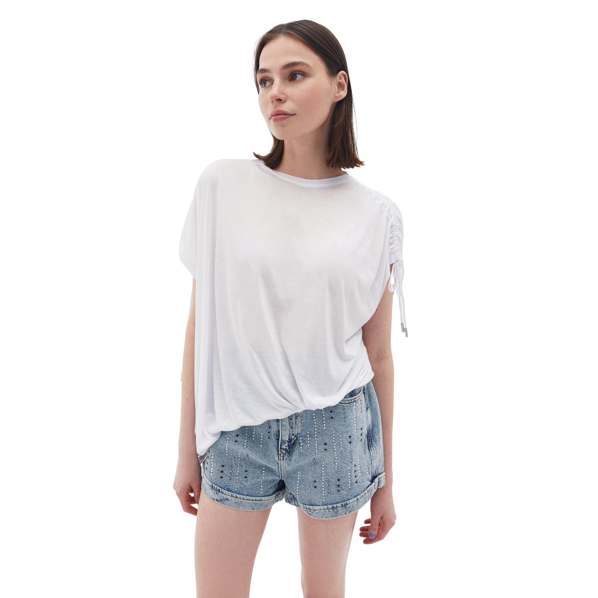 OXXO Womens Tops One Size / White OXXO - Gathered Oversize Tshirt