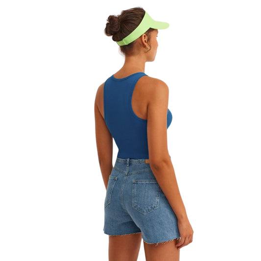OXXO Womens Tops L / Blue OXXO -Halter Neck Crop Tank Top
