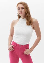 OXXO Womens Tops XS / White OXXO -  Halter Neck Knitted Top