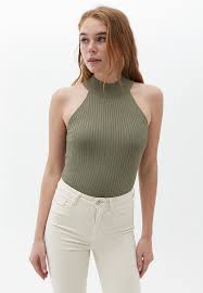 OXXO Womens Tops S / Green OXXO -  Halter Neck Knitted Top