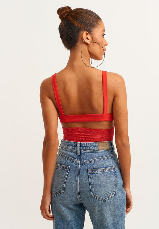 OXXO Womens Tops L / Red OXXO - Lace Detail Crop Top
