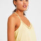 OXXO Womens Tops S / Yellow OXXO - Lace Detailed Linen Tank top