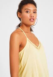 OXXO Womens Tops S / Yellow OXXO - Lace Detailed Linen Tank top