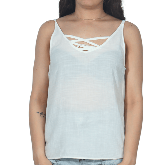 OXXO Womens Tops XS / White OXXO - Neck Design Solid Blouse