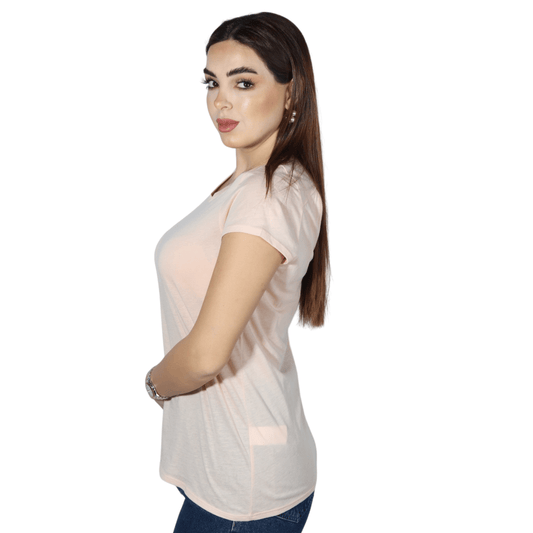 OXXO Womens Tops M / Coral OXXO - Open Back Short Sleeves Blouse
