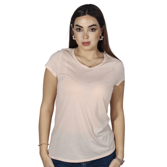 OXXO Womens Tops M / Coral OXXO - Open Back Short Sleeves Blouse