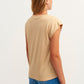 OXXO Womens Tops M / Beige OXXO -  Piping Detailed V-Neck T-Shirt