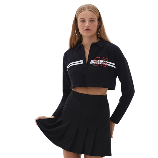 OXXO Womens Tops OXXO - Polo Neck Crop Sweatshirt