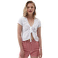 OXXO Womens Tops XS / White OXXO - Ruffle and Lace Crop Blouse