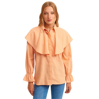 OXXO Womens Tops XS / Orange OXXO -  Ruffle Oversize Shirt