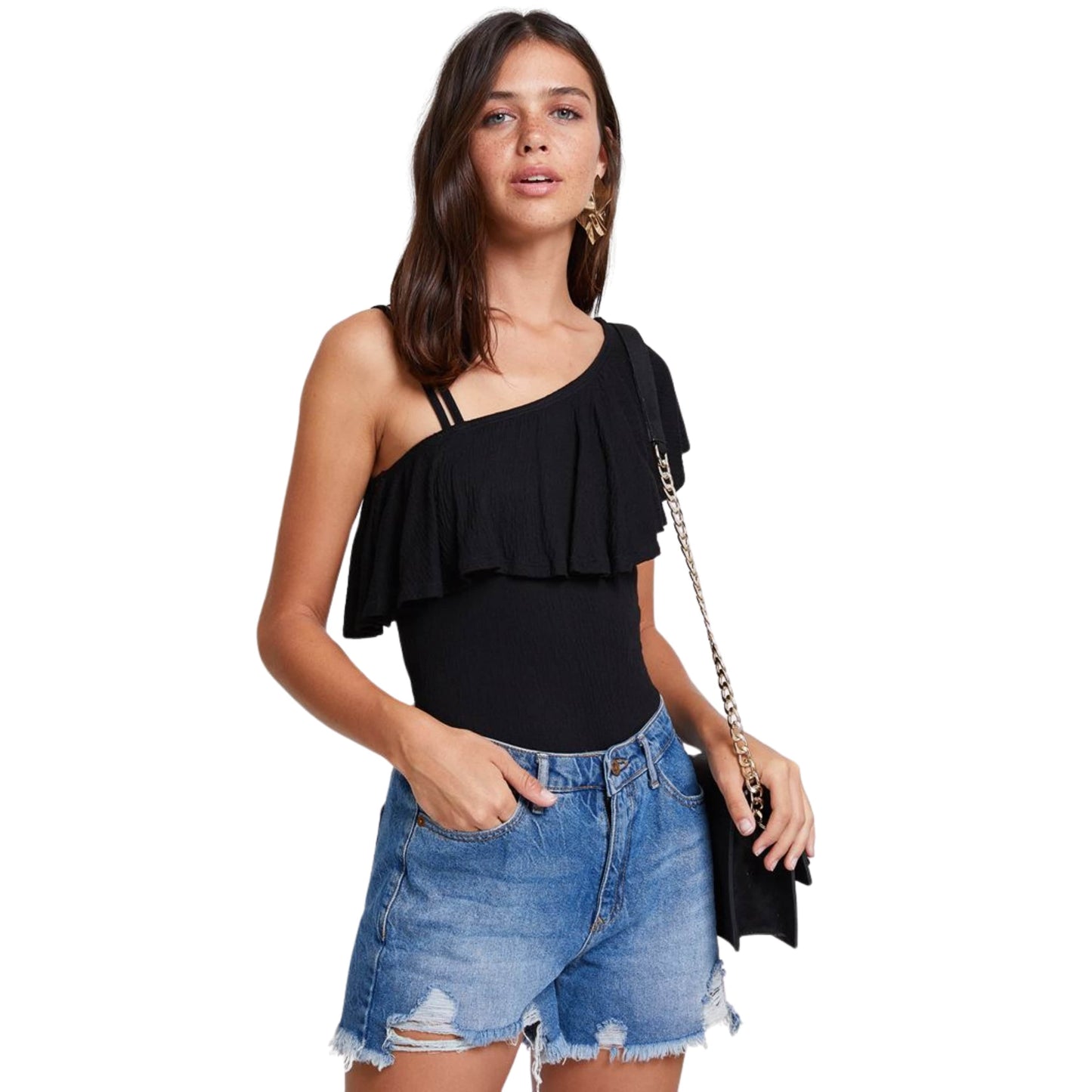 OXXO Womens Tops XS / Black OXXO - Ruffled Blouse